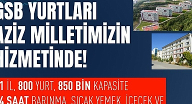 GSB Yurtları Tüm Depremzedelerin Hizmetinde