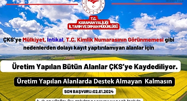 KAYIT YAPILAMAYAN ARAZİLER ÇKS YE KAYDEDİLEBİLECEK