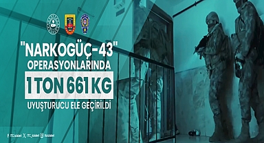 45 İlde Düzenlenen ''NARKOGÜÇ-43'' Operasyonlarında 1 Ton 661 Kilogram Uyuşturucu Ele Geçirildi