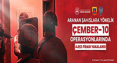 “Aranan Şahıslara Yönelik” Gerçekleştirilen “ÇEMBER-10” Operasyonlarında Arama Kaydı Bulunan 4️.853 Firari Yakalandı