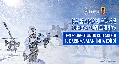 Kahramanlar-44 Operasyonlarında Terör Örgütünün Kullandığı 18 Barınma Alanı İmha Edildi