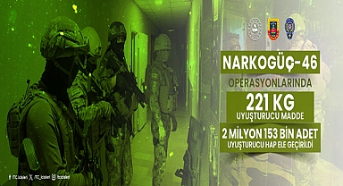 NARKOGÜÇ-46 Operasyonunda 221 Kg Uyuşturucu ve 2 Milyon 153 Bin Hap Ele Geçirildi