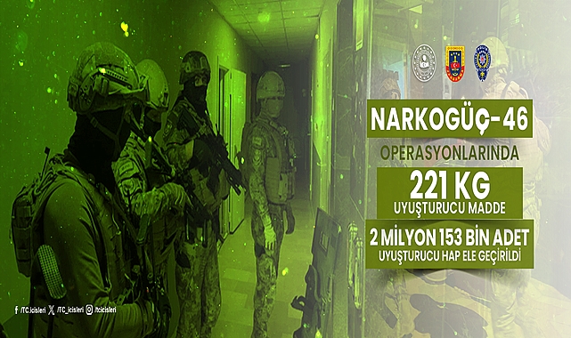 NARKOGÜÇ-46 Operasyonunda 221 Kg Uyuşturucu ve 2 Milyon 153 Bin Hap Ele Geçirildi