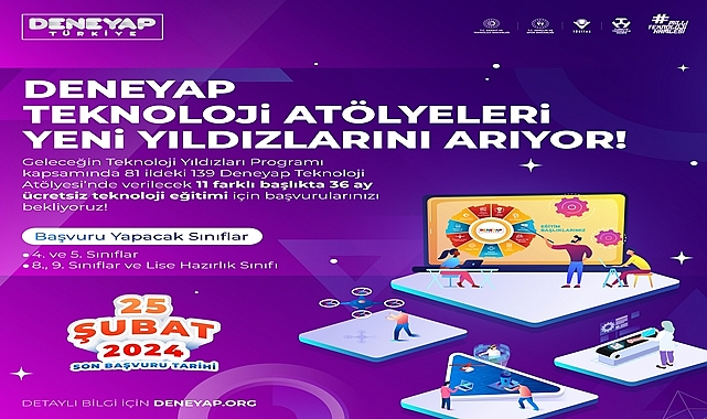 DENEYAP TEKNOLOJİ ATÖLYELERİ İÇİN BAŞVURULAR BAŞLADI!