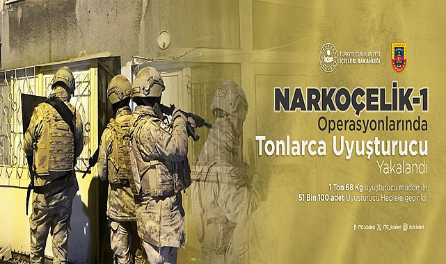 “NARKOÇELİK-1” Operasyonlarında 1️ Ton 6️8 Kg Uyuşturucu Madde İle 5️1 Bin 1️00 Adet Uyuşturucu Hap Ele Geçirildi