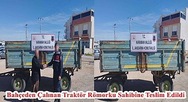 Bahçeden Çalınan Traktör Römorku Sahibine Teslim Edildi
