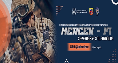 74 ilde Ruhsatsız Silah Taşıyan Şahıslara ve Silah Kaçakçılarına Yönelik “MERCEK-17” Operasyonlarında 869 Şüpheli Hakkında İşlem Yapıldı