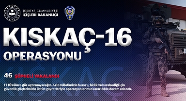 28 İlde FETÖ’nün Emniyet Mahrem Yapılanması İçerisinde Faaliyet Gösteren Şahıslara Yönelik “KISKAÇ-16” Operasyonlarında 46 Şüpheli Yakalandı