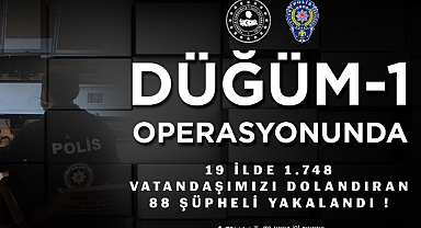 19 İlde “Nitelikli Dolandırıcılık” Suçuna Yönelik Düzenlenen “DÜĞÜM-1” Operasyonlarında 1.748 Vatandaşımızı Dolandıran 88 Şüpheli Yakalandı