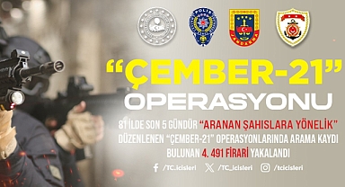 81 İlde Son 5 Gündür “Aranan Şahıslara Yönelik” Düzenlenen “ÇEMBER-21” Operasyonlarında Arama Kaydı Bulunan 4.491 Firari Yakalandı