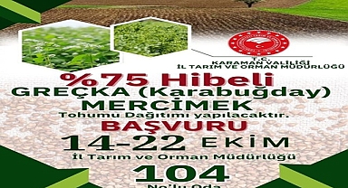 Üreticilere “Greçka (Karabuğday)” ve “Mercimek” tohumu desteği
