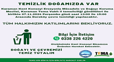 Çevre temizliğine dikkat çekmek ve katkıda bulunmak amacı ile Dereköy Çevre Temizliği Yapılacak