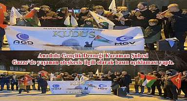 Anadolu Gençlik Derneği Karaman Şubesi, Gazze’de yaşanan ateşkesle ilgili olarak basın açıklaması yaptı.