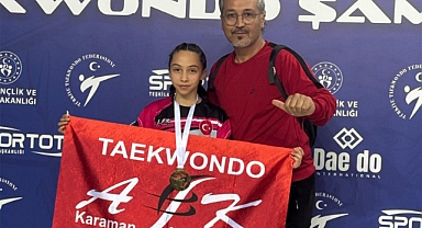 KARAMANLI BİLGE NİSA TOPAK, TEKVANDO TÜRKİYE ŞAMPİYONU OLDU