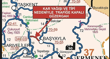 Başyayla–Ermenek İl Yolu Yoğun Tipi Nedeniyle Trafiğe Kapatıldı