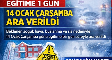 Eğitime 1 Gün: 14 Ocak Çarşamba Ara Verildi