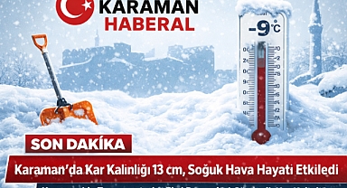 Karaman’da Termometreler Eksi Dereceleri Gösterdi, Kar Kalınlığı 13 Santimetreye Ulaştı
