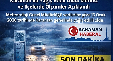 Karaman’da Yağış Etkili Oldu: Merkez ve İlçelerde Ölçümler Açıklandı