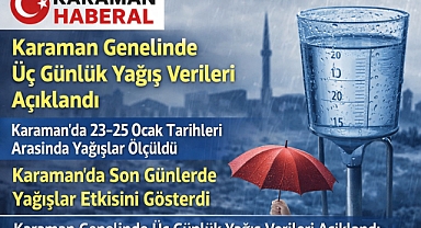Karaman Genelinde Üç Günlük Yağış Verileri Açıklandı