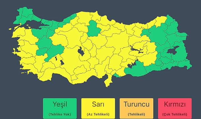 Karaman Dahil Meteoroloji’den 13 İl İçin Kuvvetli Yağış ve Fırtına Uyarısı