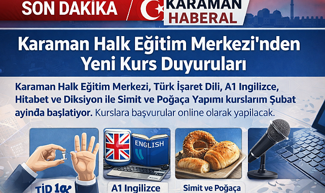Karaman Halk Eğitim Merkezi’nden Yeni Kurs Duyuruları