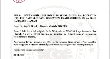 Bursa Büyükşehir Belediye Başkanı Görevden Uzaklaştırıldı