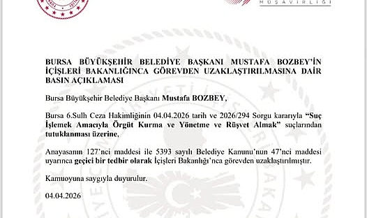 Bursa Büyükşehir Belediye Başkanı Görevden Uzaklaştırıldı