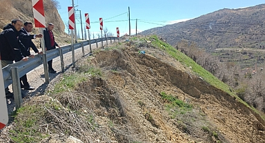Heyelan Yaşanan Yolda İnceleme Yapıldı