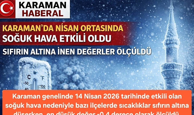 Karaman’da Nisan Ortasında Soğuk Hava Etkili Oldu: Sıcaklıklar Sıfırın Altını Gördü