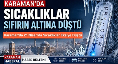 Karaman’da Sıcaklıklar Sıfırın Altına Düştü