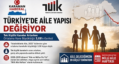 Türkiye’de Aile Yapısı Değişiyor: Tek Kişilik Haneler Artarken Ortalama Hane Büyüklüğü 3,08’e Geriledi