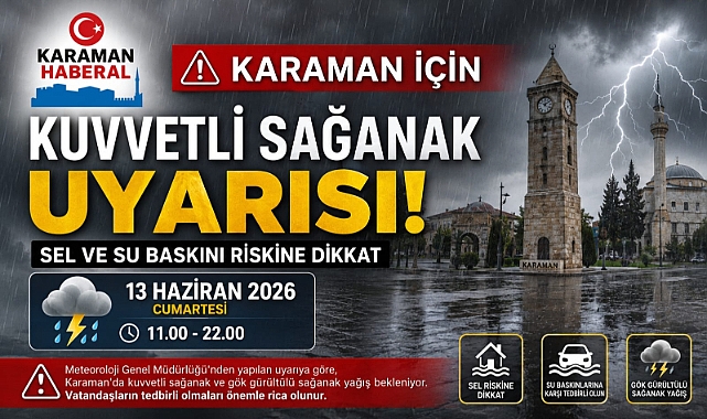 Karaman İçin Kuvvetli Sağanak Uyarısı: Sel ve Su Baskını Riskine Dikkat