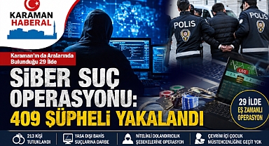 Karaman’ın da Aralarında Bulunduğu 29 İlde Siber Suç Operasyonu: 409 Şüpheli Yakalandı