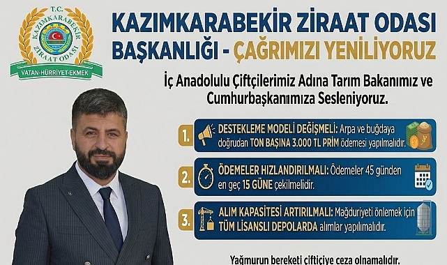 Kazımkarabekir Ziraat Odası Başkanı Harmandar’dan Buğday ve Arpa Fiyatlarına Destek Çağrısı