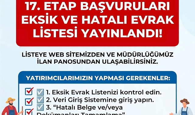 Kırsal Kalkınma Desteklerinde Eksik Evrak Uyarısı: Son Tarih 27 Temmuz